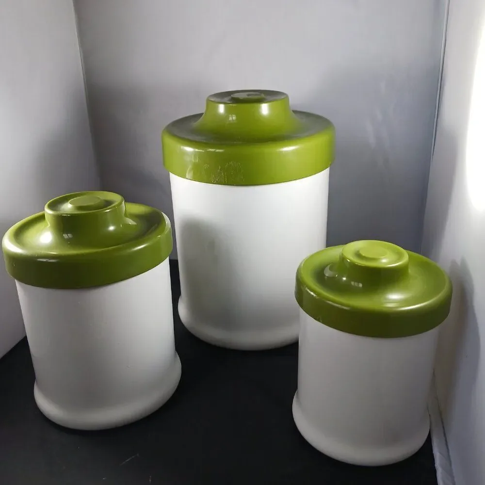 Vintage 70's  MCM 3pc Canister Set